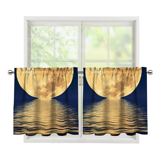 Moonlight On The Sea Print Tier Curtains