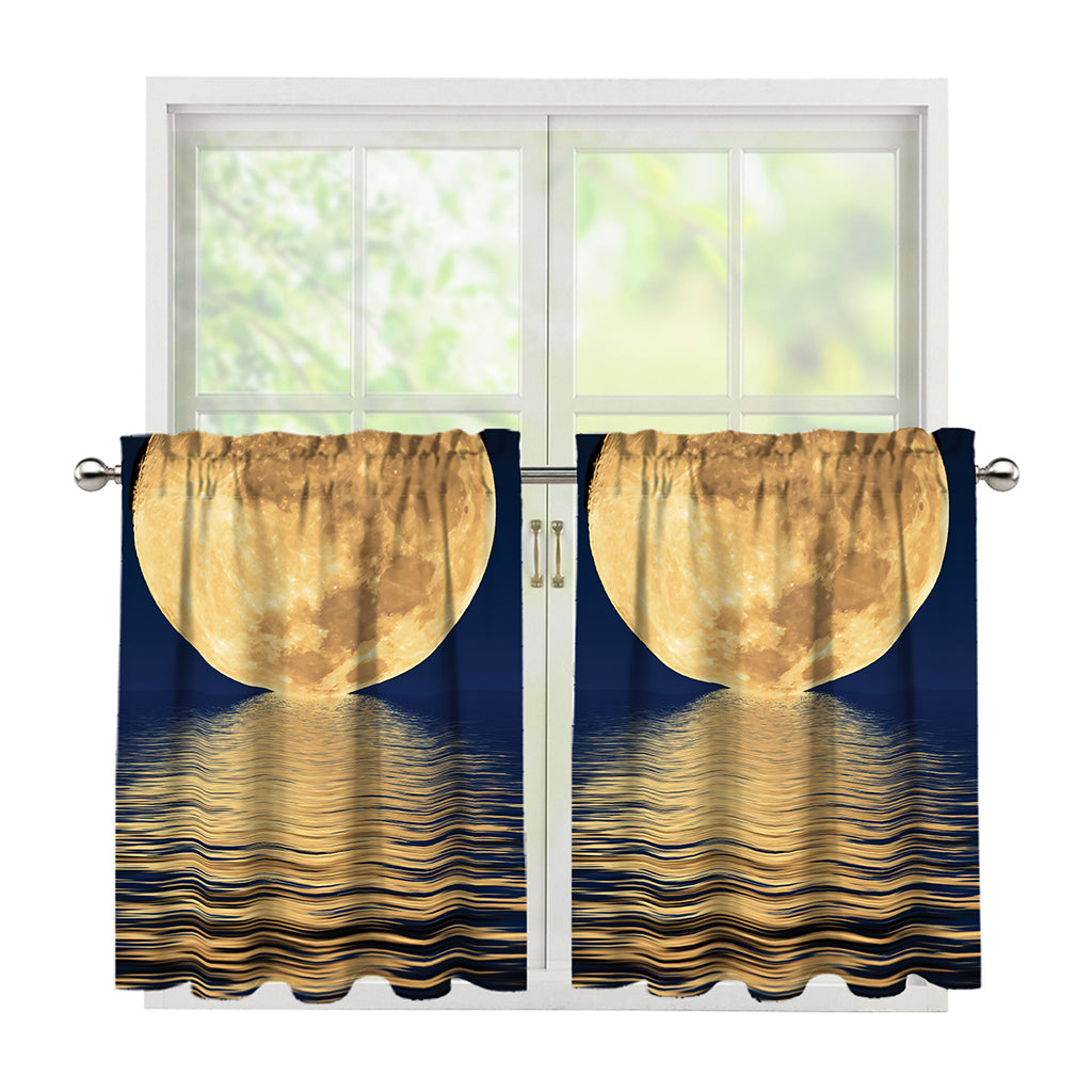 Moonlight On The Sea Print Tier Curtains