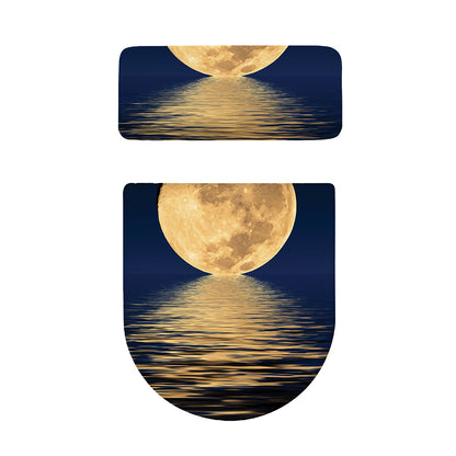 Moonlight On The Sea Print Toilet Lid And Tank Cover Set