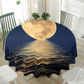 Moonlight On The Sea Print Waterproof Round Tablecloth