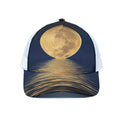 Moonlight On The Sea Print White Mesh Trucker Hat