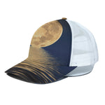 Moonlight On The Sea Print White Mesh Trucker Cap