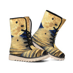 Moonlight On The Sea Print Winter Boots