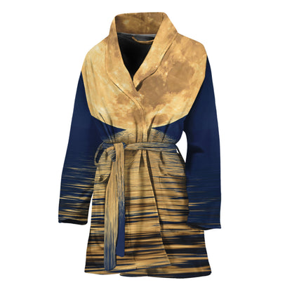 Moonlight On The Sea Print Women's Bathrobe