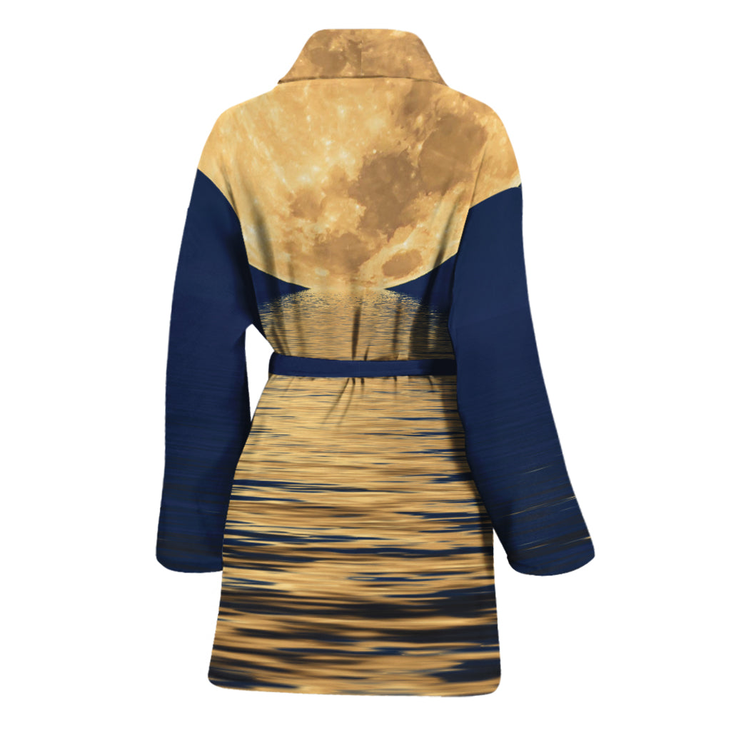 Moonlight On The Sea Print Women's Bathrobe