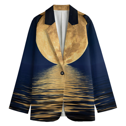 Moonlight On The Sea Print Women's Blazer