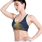Moonlight On The Sea Print Women's Sports Bra