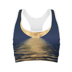 Moonlight On The Sea Print Women's Sports Bra