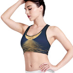 Moonlight On The Sea Print Women's Sports Bra