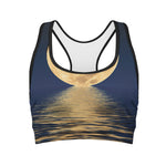 Moonlight On The Sea Print Women's Sports Bra