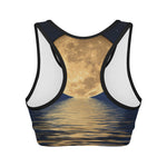 Moonlight On The Sea Print Women's Sports Bra