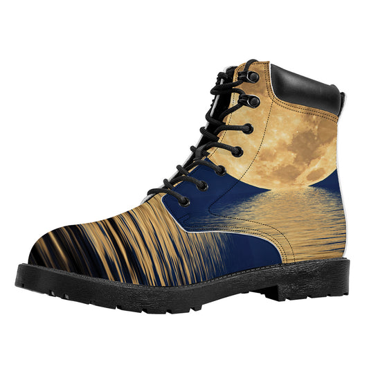 Moonlight On The Sea Print Work Boots