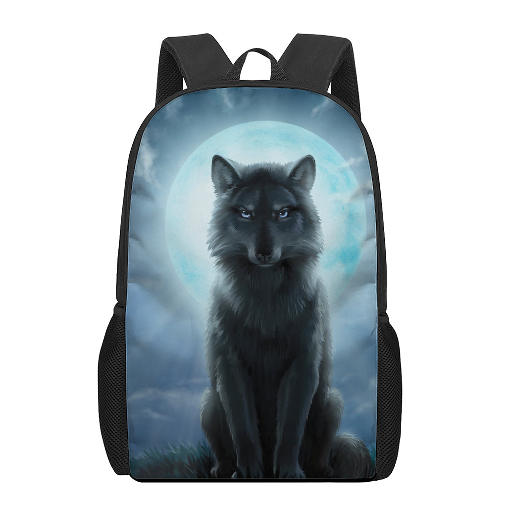 Moonlight Wolf Print 17 Inch Backpack