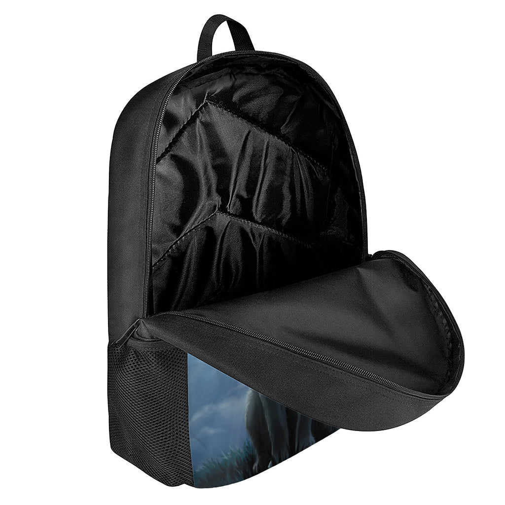 Moonlight Wolf Print 17 Inch Backpack