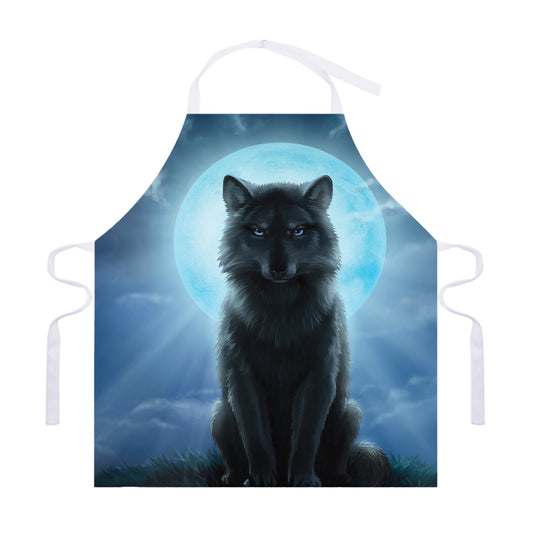 Moonlight Wolf Print Adjustable Apron