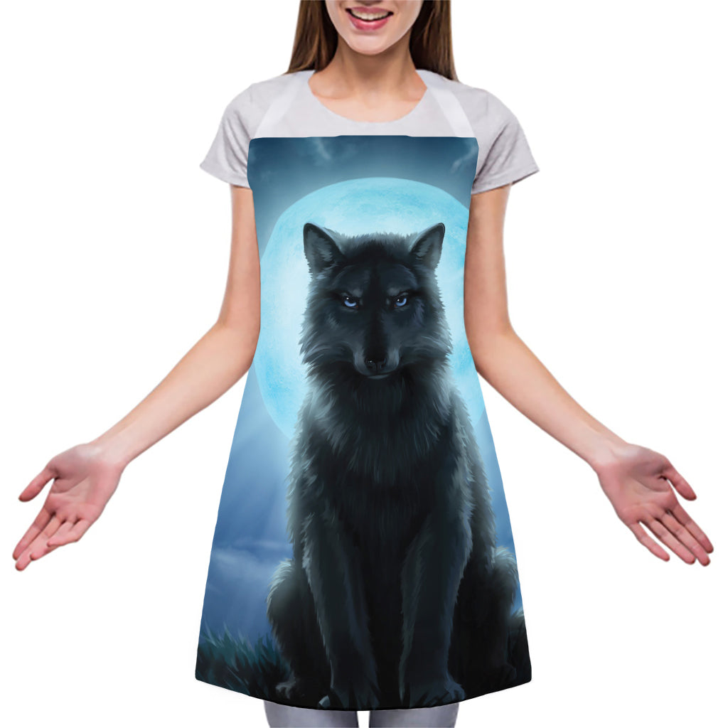 Moonlight Wolf Print Adjustable Apron