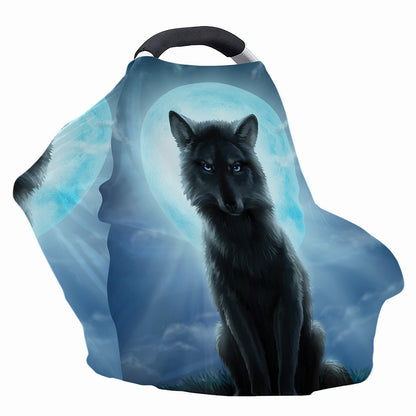 Moonlight Wolf Print Baby Seat Cover