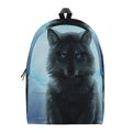 Moonlight Wolf Print School Backpack