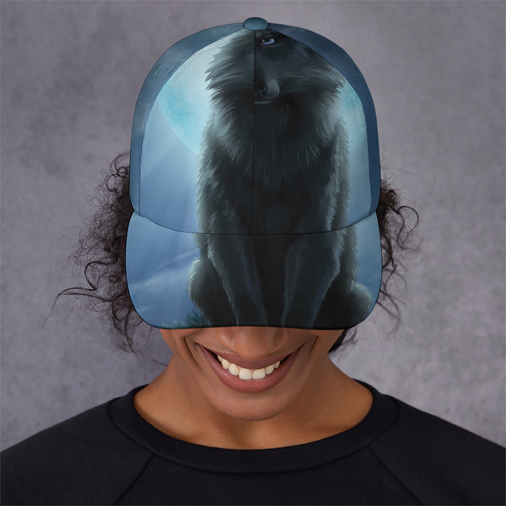 Moonlight Wolf Print Baseball Cap