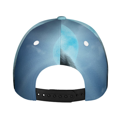 Moonlight Wolf Print Baseball Cap