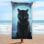 Moonlight Wolf Print Beach Towel