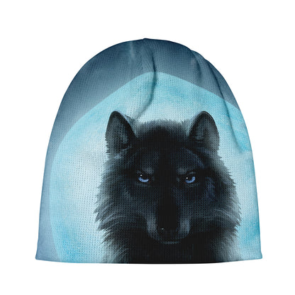 Moonlight Wolf Print Beanie