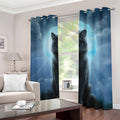 Moonlight Wolf Print Dimout Grommet Curtains