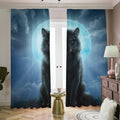 Moonlight Wolf Print Dimout Pencil Pleat Curtains