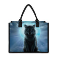 Moonlight Wolf Print Canvas Tote Bag