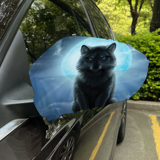 Moonlight Wolf Print Car Side Mirror Covers