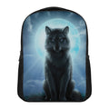 Moonlight Wolf Print Casual Backpack