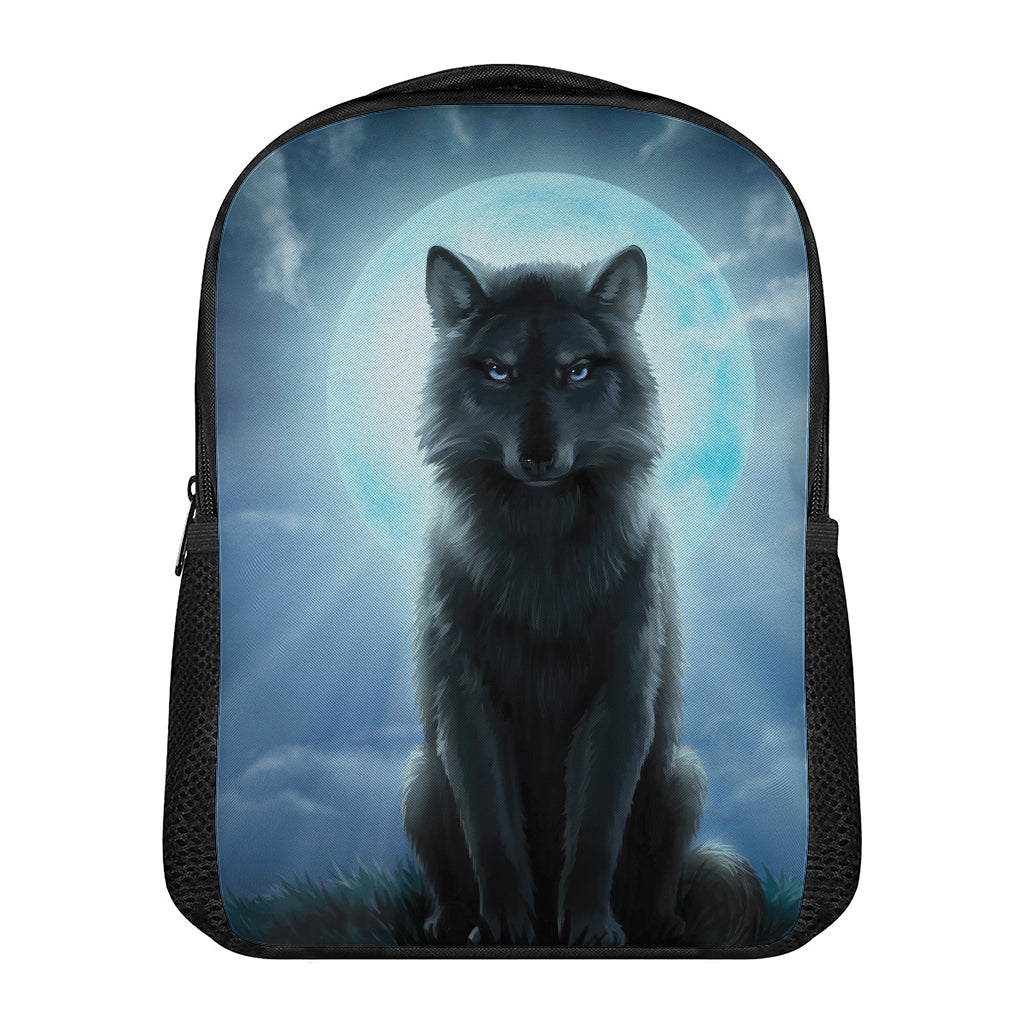 Moonlight Wolf Print Casual Backpack
