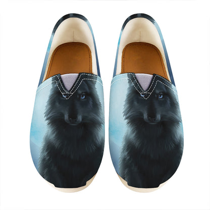 Moonlight Wolf Print Casual Shoes