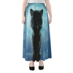 Moonlight Wolf Print Chiffon Maxi Skirt