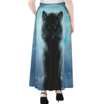 Moonlight Wolf Print Chiffon Maxi Skirt