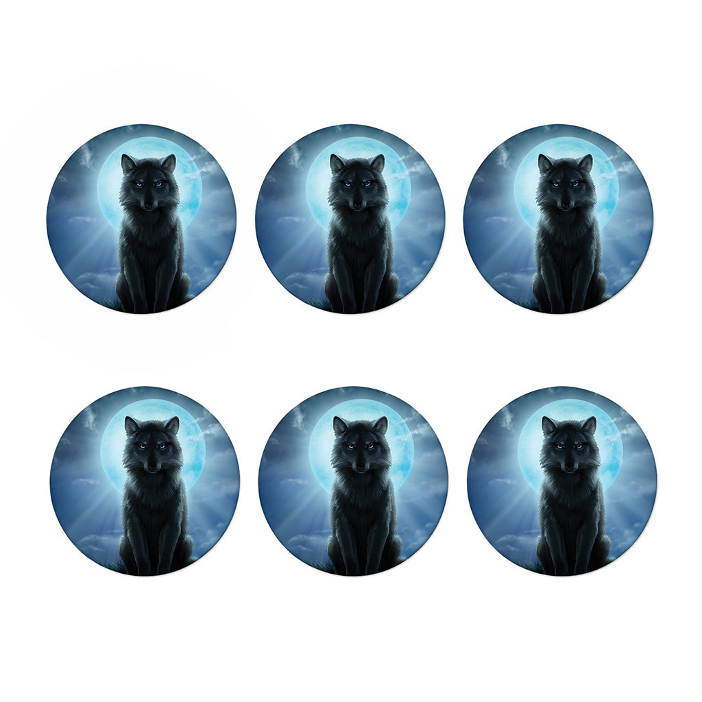 Moonlight Wolf Print Coaster Set
