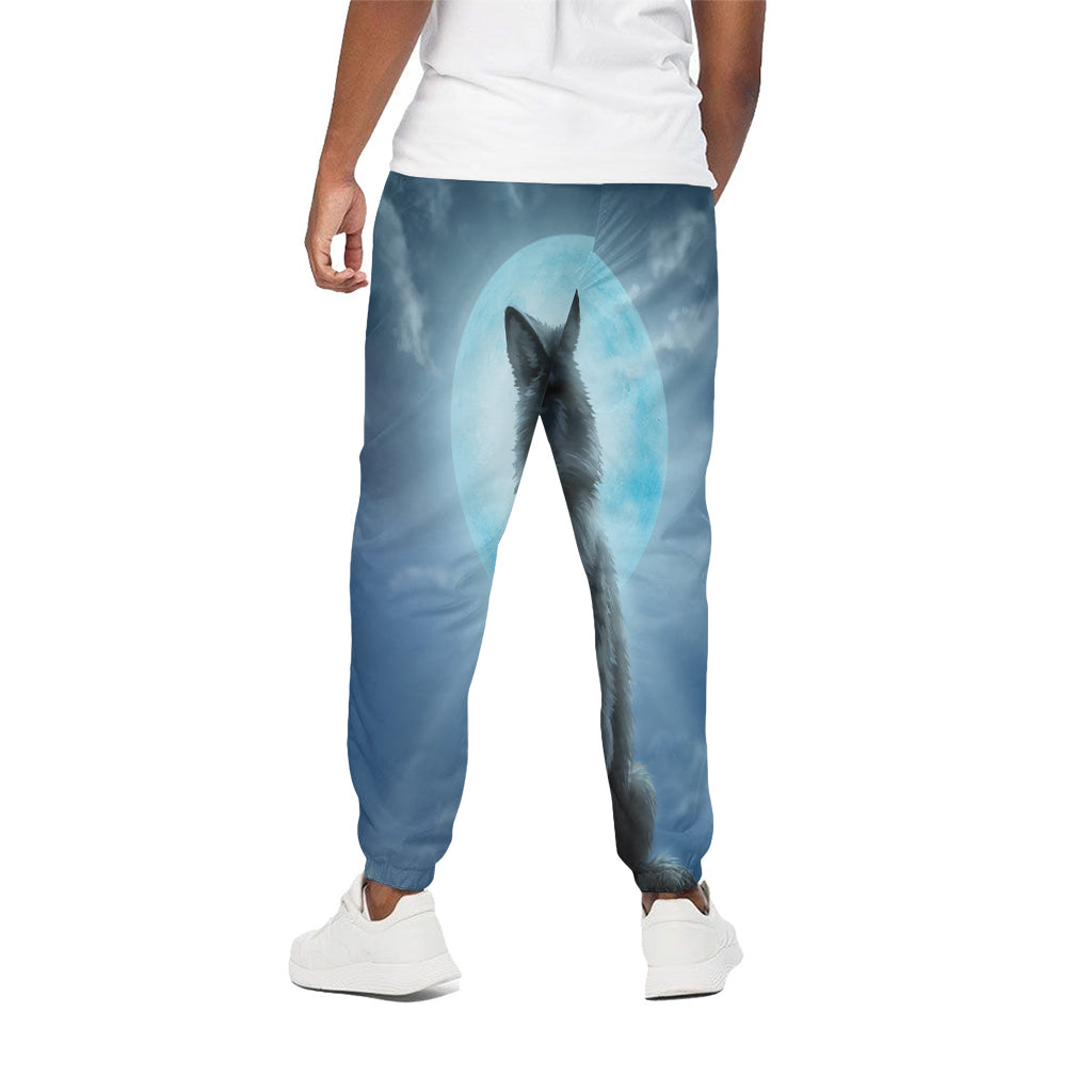 Moonlight Wolf Print Cotton Pants