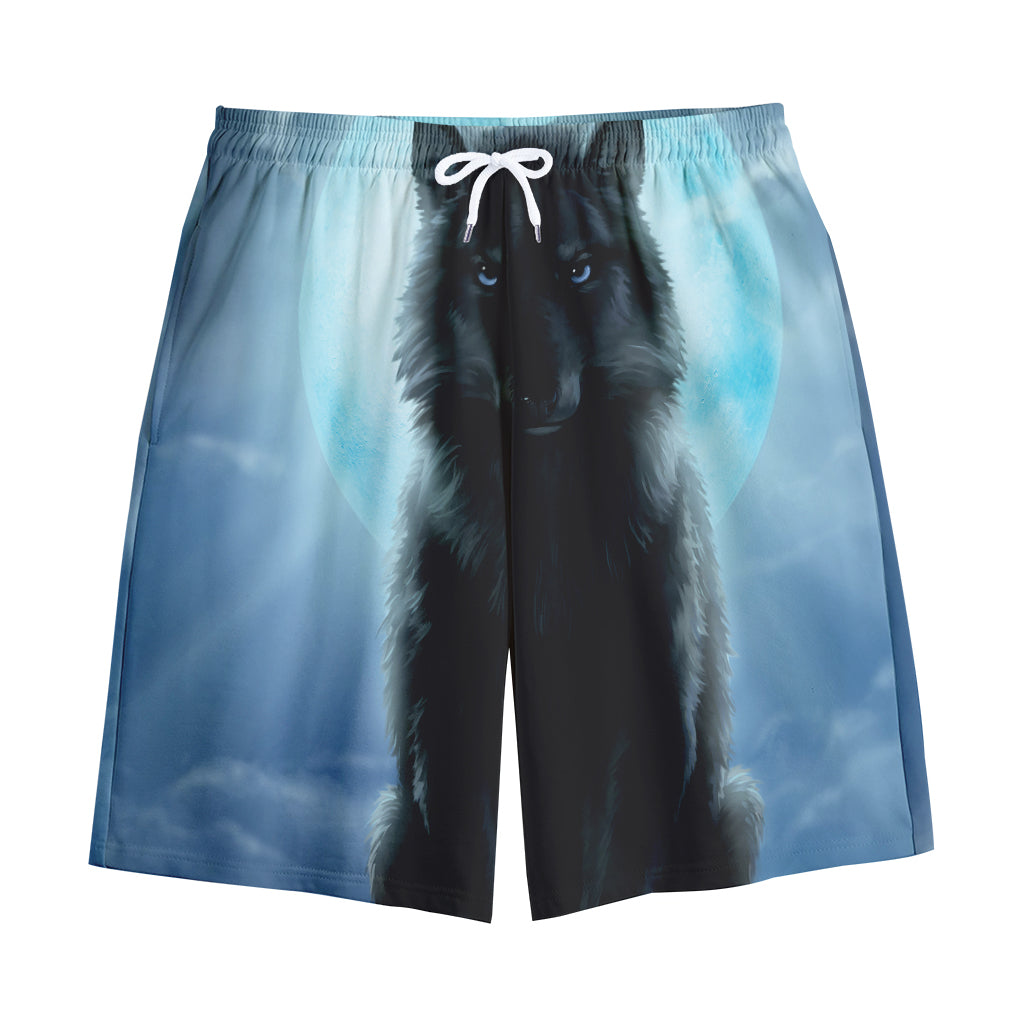 Moonlight Wolf Print Cotton Shorts