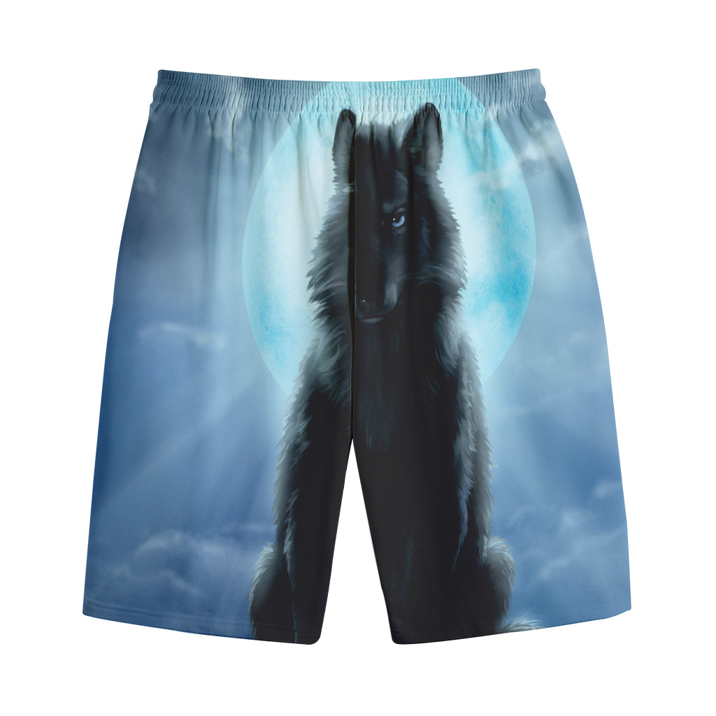 Moonlight Wolf Print Cotton Shorts