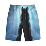 Moonlight Wolf Print Cotton Shorts
