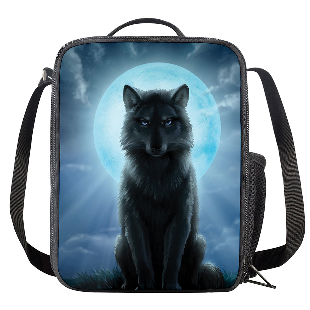 Moonlight Wolf Print Crossbody Lunch Bag