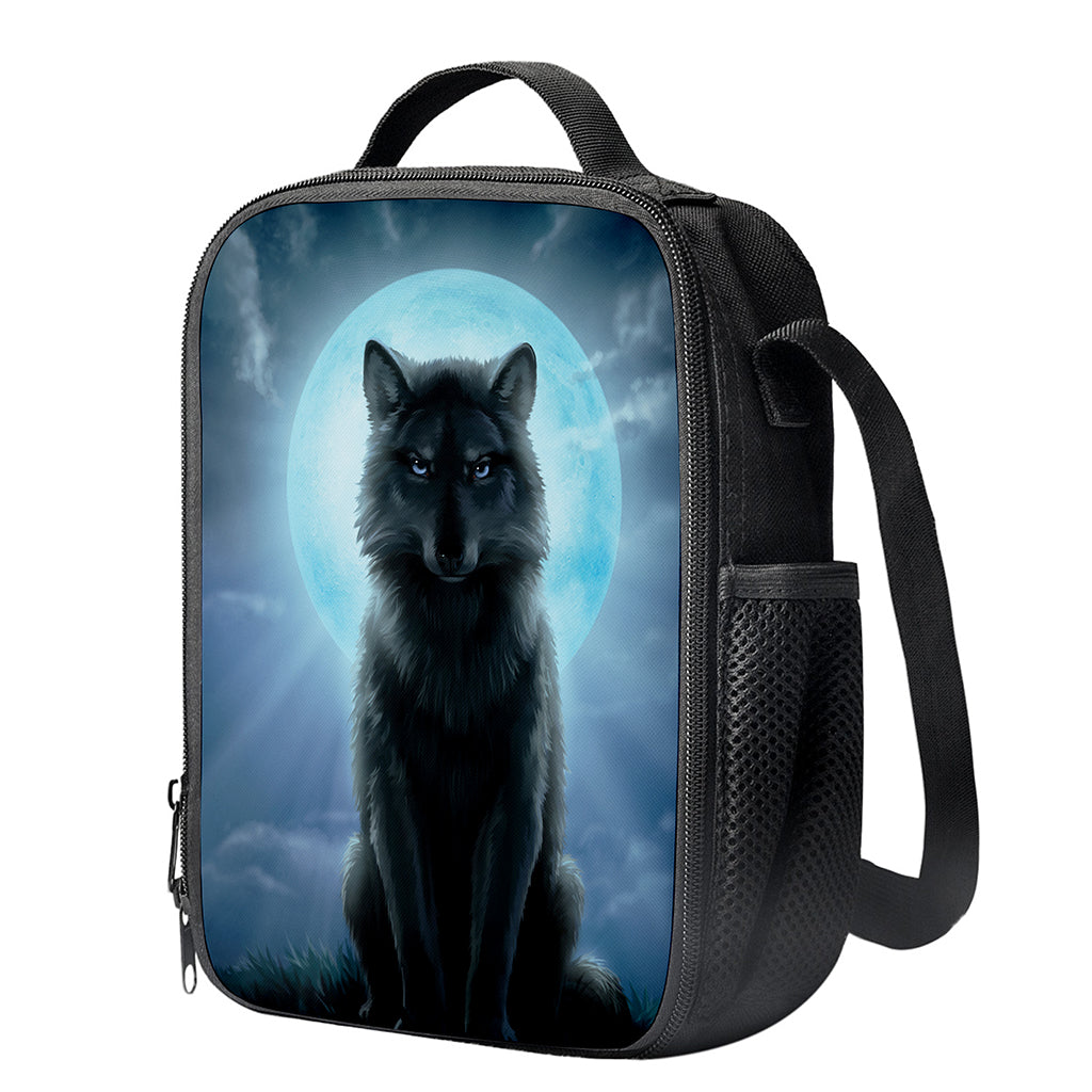 Moonlight Wolf Print Crossbody Lunch Bag