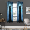 Moonlight Wolf Print Grommet Curtain Panels