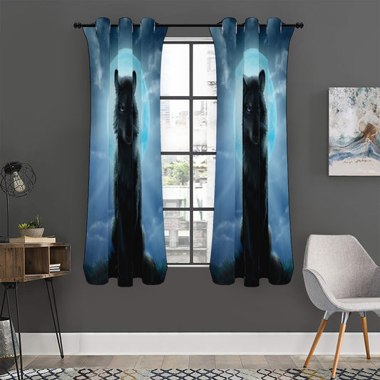 Moonlight Wolf Print Curtain