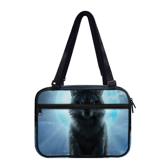 Moonlight Wolf Print Double Strap Bible Bag