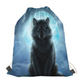 Moonlight Wolf Print Drawstring Bag