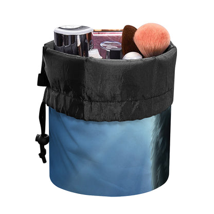 Moonlight Wolf Print Drawstring Makeup Bag