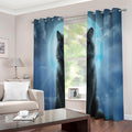 Moonlight Wolf Print Extra Wide Grommet Curtains