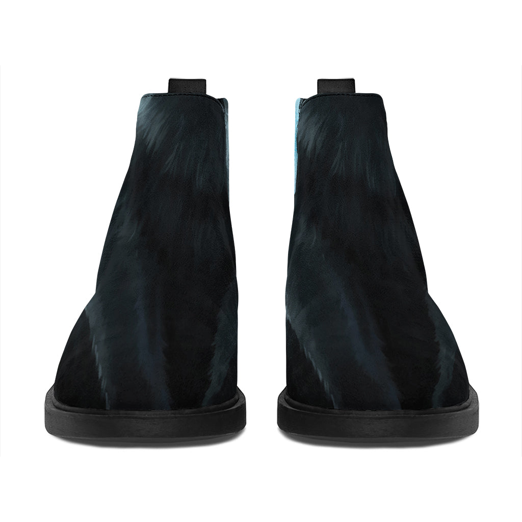 Moonlight Wolf Print Flat Ankle Boots