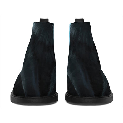Moonlight Wolf Print Flat Ankle Boots